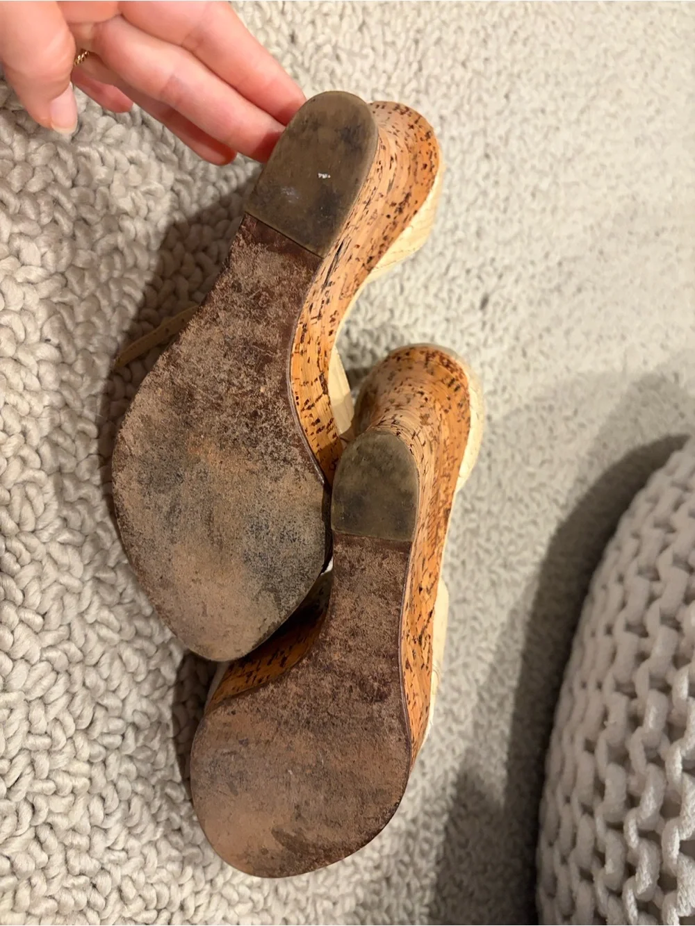 Dior Beige Cork Platform Slingback Heels - Women's